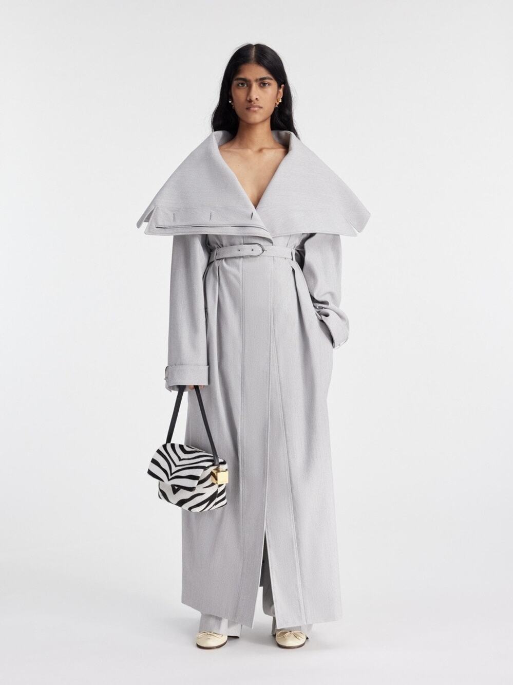 Jacquemus Caruso La Casa Draped Trench Coat Light Grey Size 36